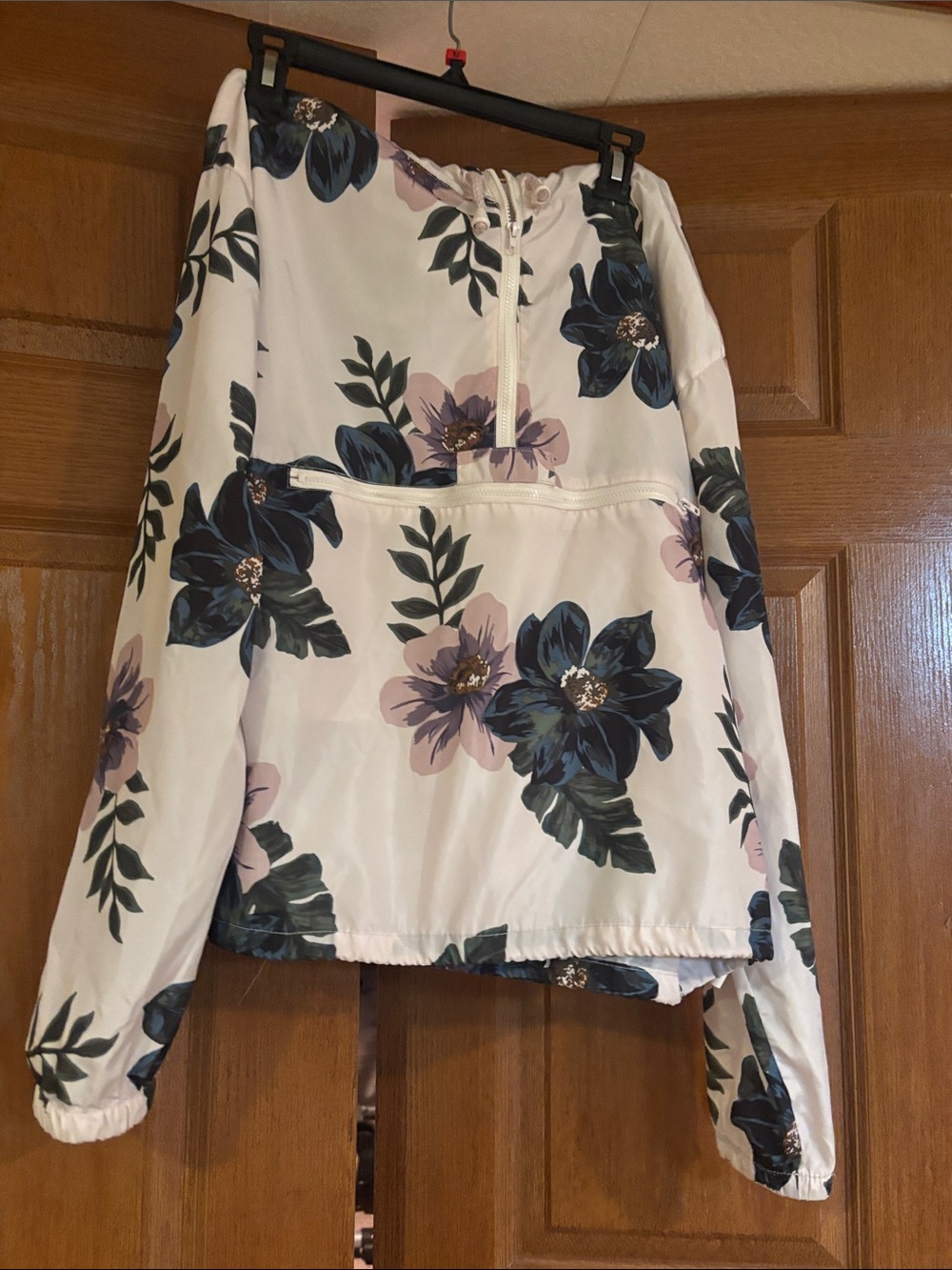 Thread & Supply Cream Floral Bomber Jacket with Navy & Blush Blooms